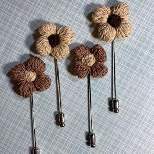 NEW!! Mens Flower Lapel Pin Brown